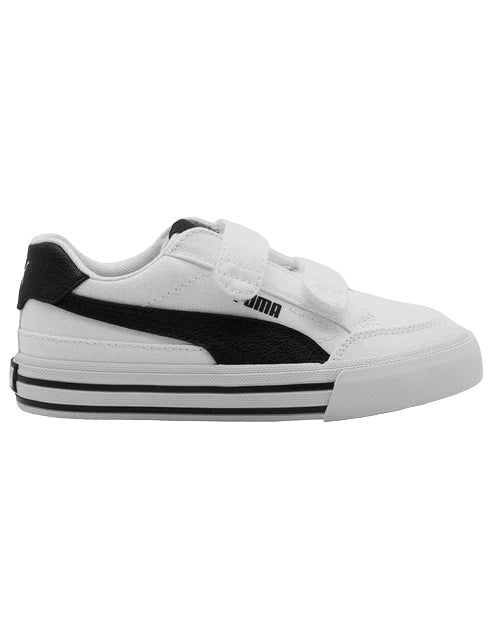 Tenis Puma Court Classic Blanco Negro Infantil 18-21.5