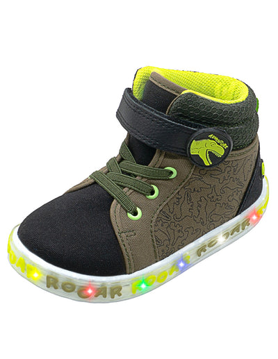Tenis Bota Luces Para Niño Bubble Gummers Verde Negro