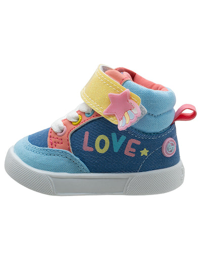 Tenis Botita Mezclilla Rapunzel Estrella Azul Niña Bubble Gummers®