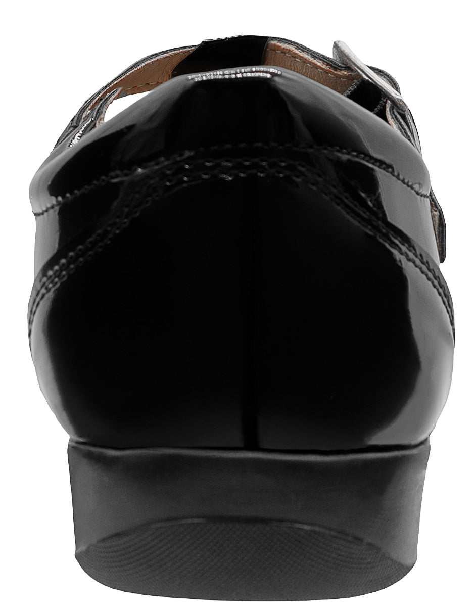 Zapato Escolar de Charol Negro para Niña Antiderrapante Ajuste Hebilla