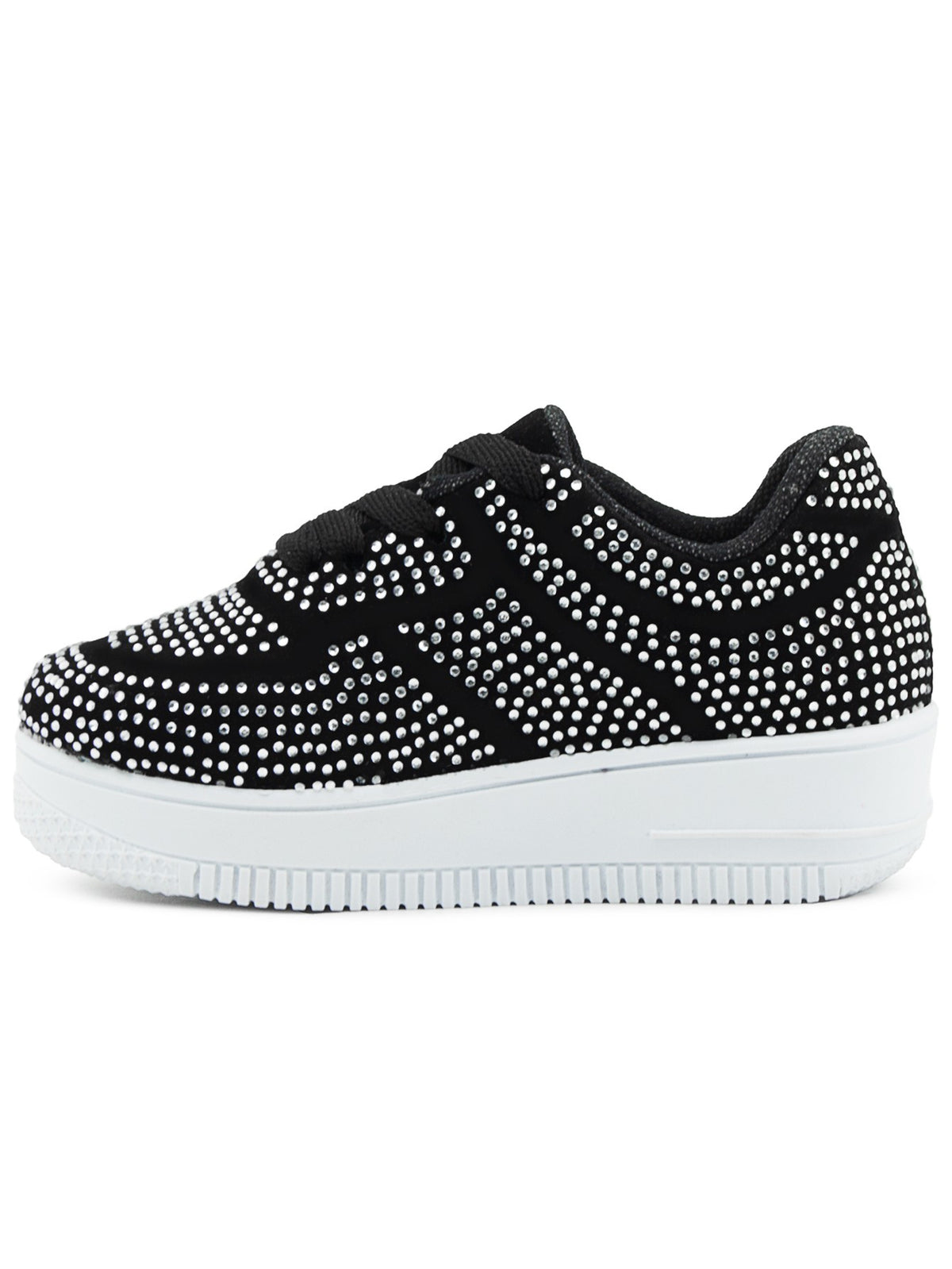 Tenis Niña CasuaIes Negros Pedrería Suela Tipo Chunky Ninos
