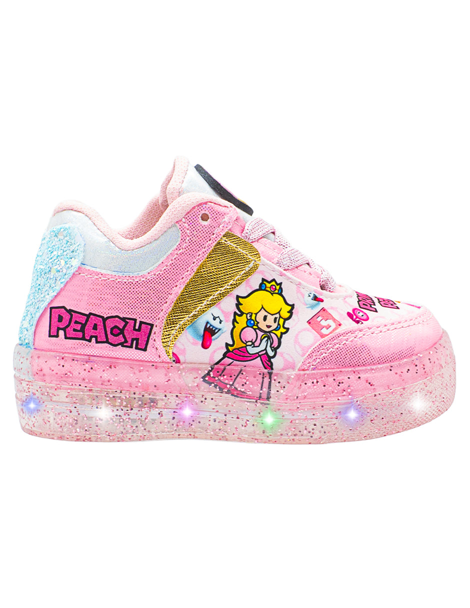 Tenis Choclo Rosa LED Princesa Niña Pequenos Pasos