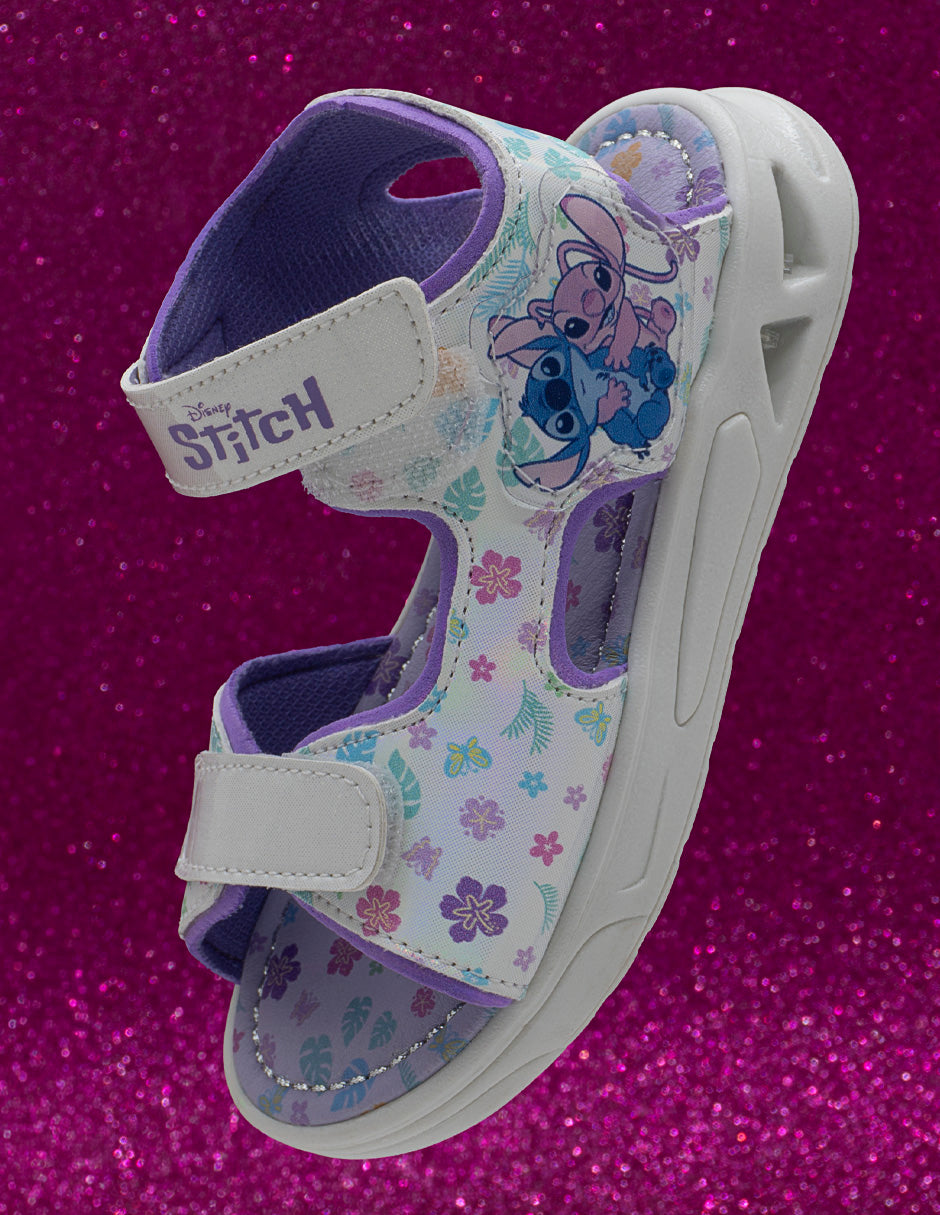 Sandalia Niña Disney Stitch Luces LED Blanca Tropicana
