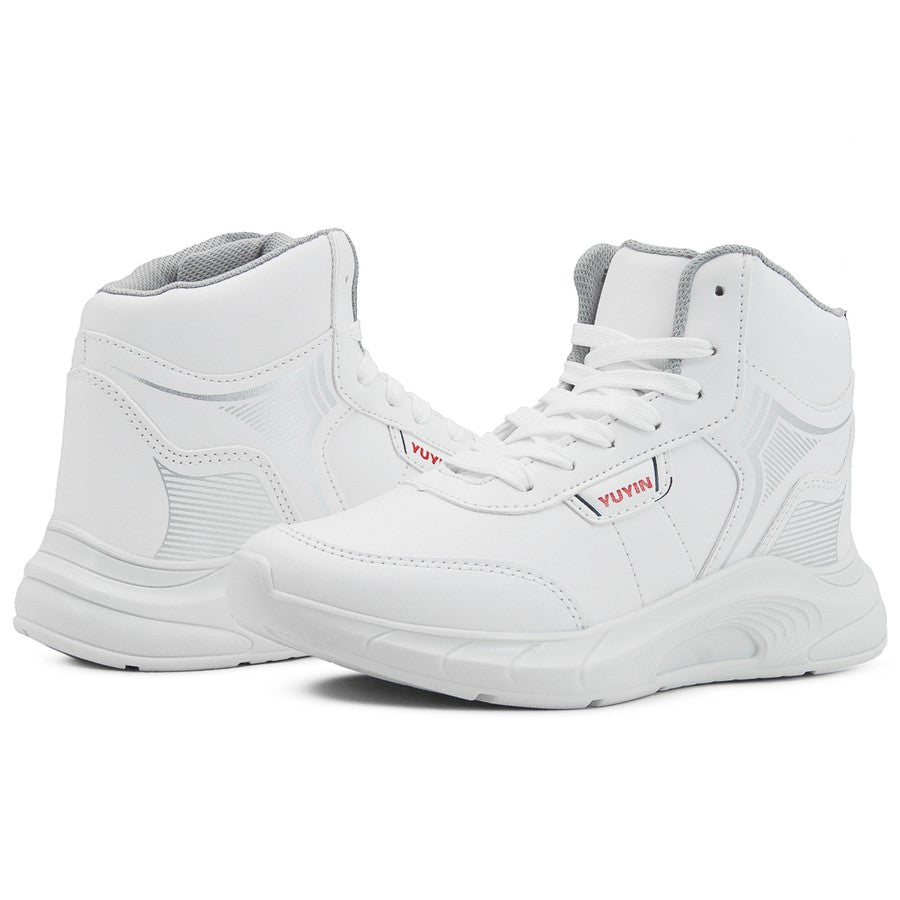 Tenis Escolar Blanco Tipo Bota Niño Antiderrapante Yuyin