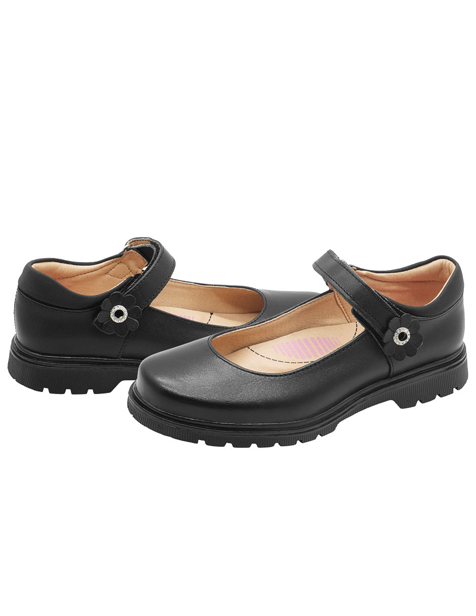 Zapato Escolar Niña Tipo Mary Jane Negro Yuyin