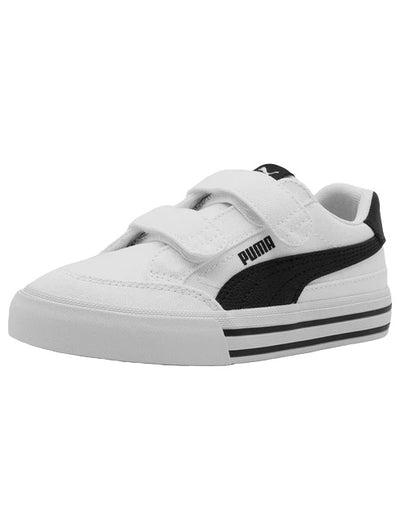 Tenis Puma Court Classic Blanco Negro Infantil 18-21.5
