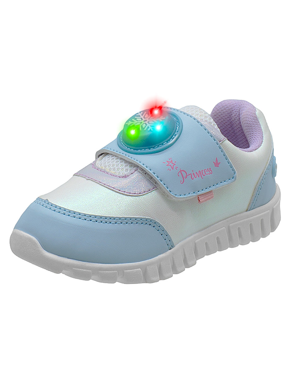 Tenis Deportivos Choclo LED Azul Princesa Niña Bubble Gummers.