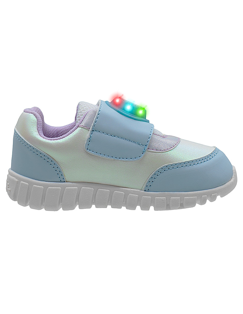 Tenis Deportivos Choclo LED Azul Princesa Niña Bubble Gummers.
