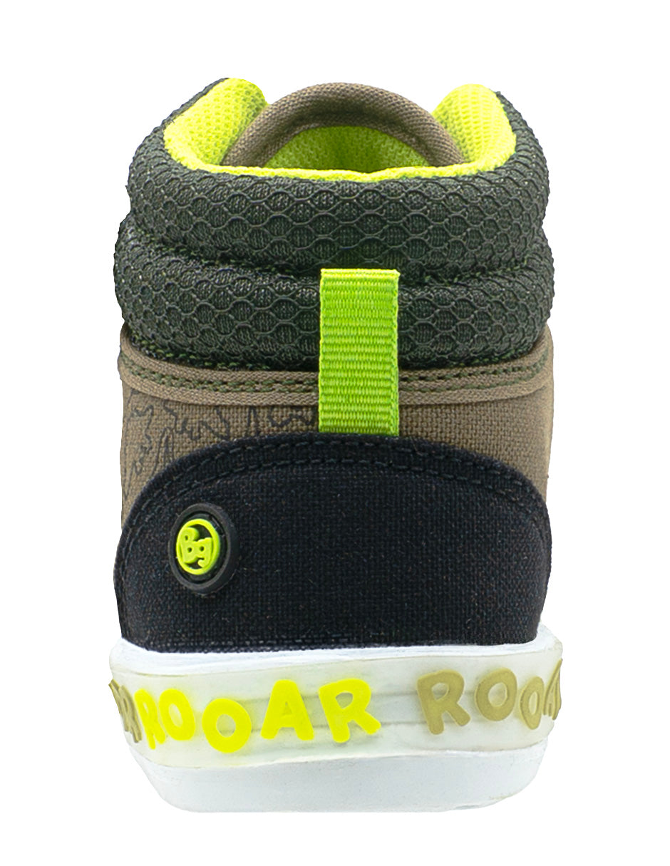 Tenis Bota Luces Para Niño Bubble Gummers Verde Negro