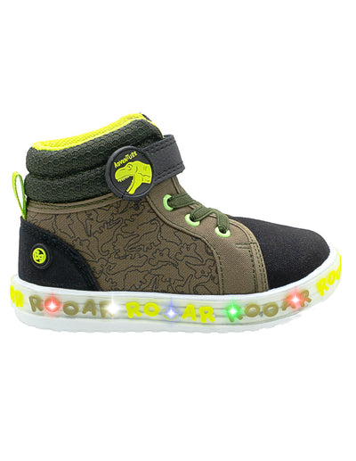 Tenis Bota Luces Para Niño Bubble Gummers Verde Negro