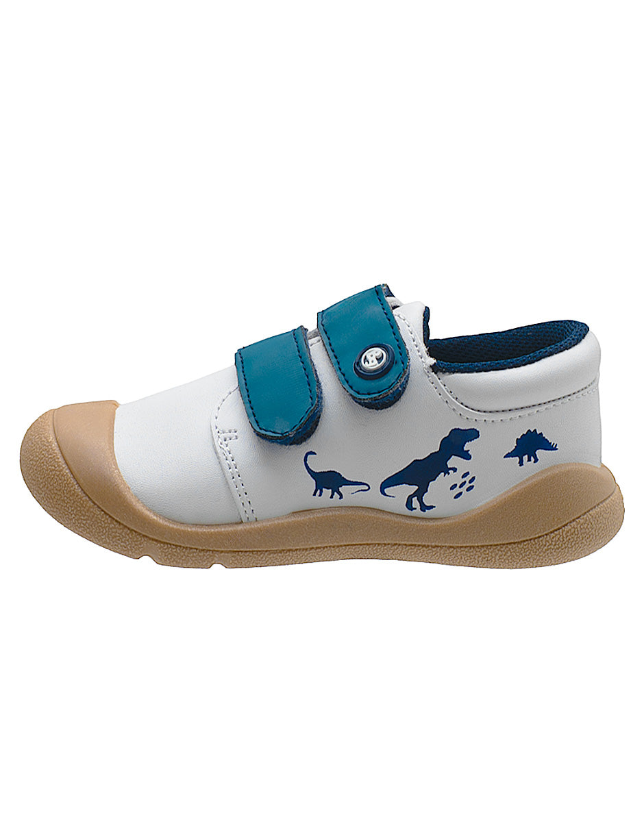 Tenis Blanco Azul Dinosaurios Niño Bubble Gummers.