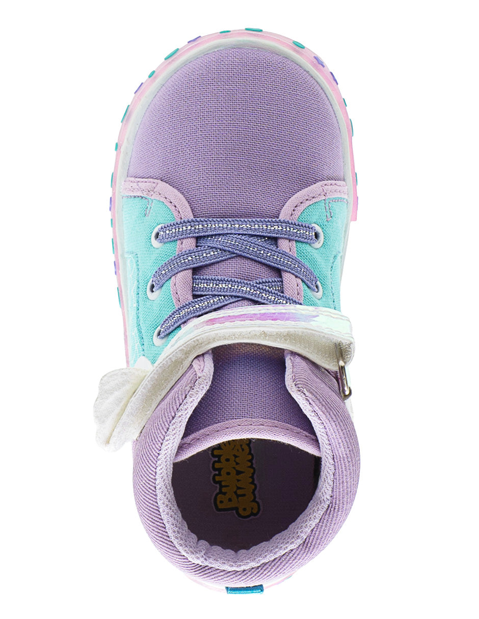 Tenis Bota Luces Para Niña Bubble Gummers Lila Menta