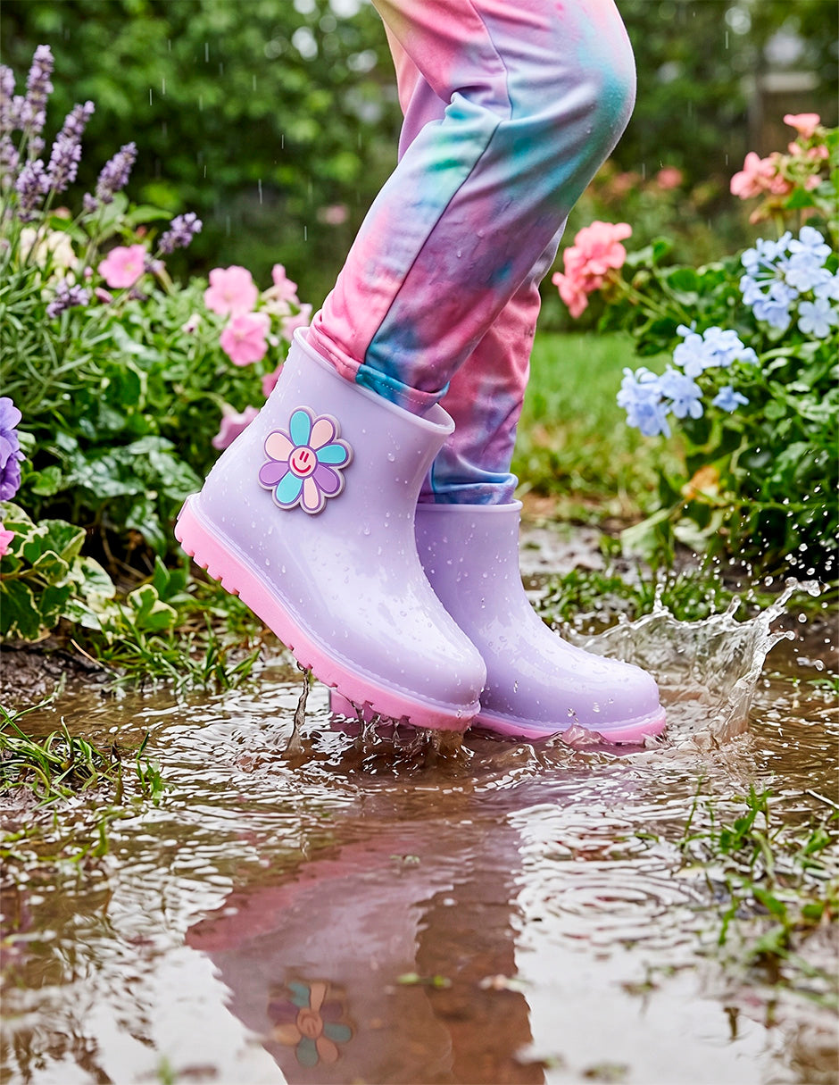 Bota Hule Para Niña Bubble Gummers Lila Rosa