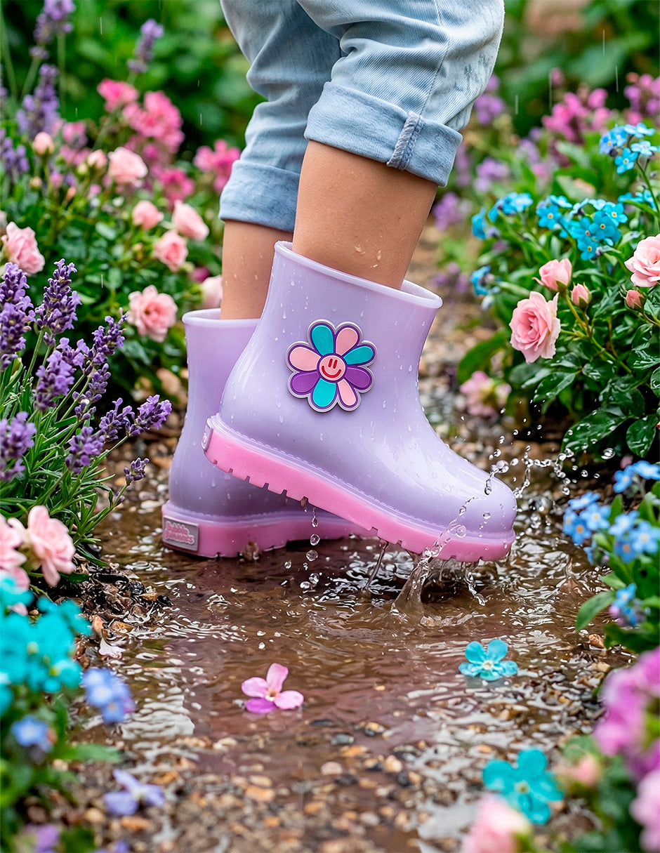 Bota Hule Para Niña Bubble Gummers Lila Rosa