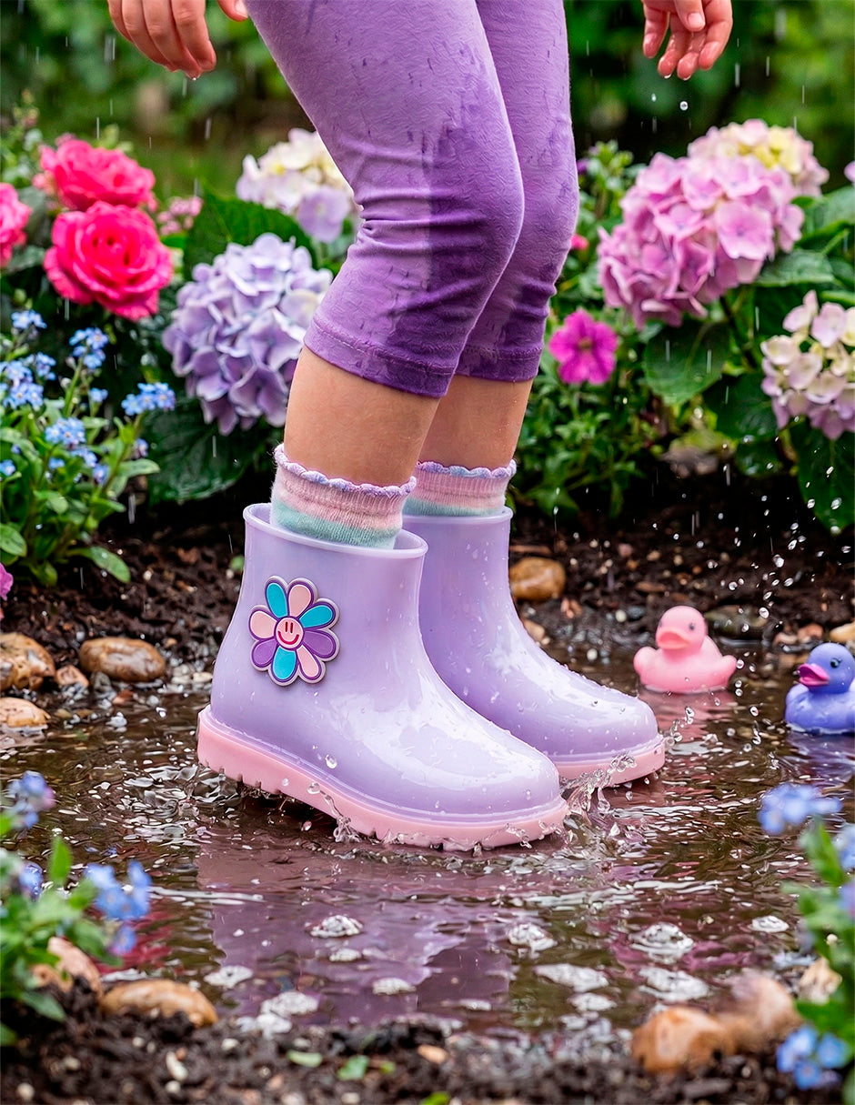 Bota Hule Para Niña Bubble Gummers Lila Rosa