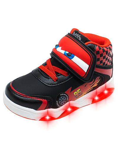 Tenis Bota Luces Para Niño Bubble Gummers Negro Rojo