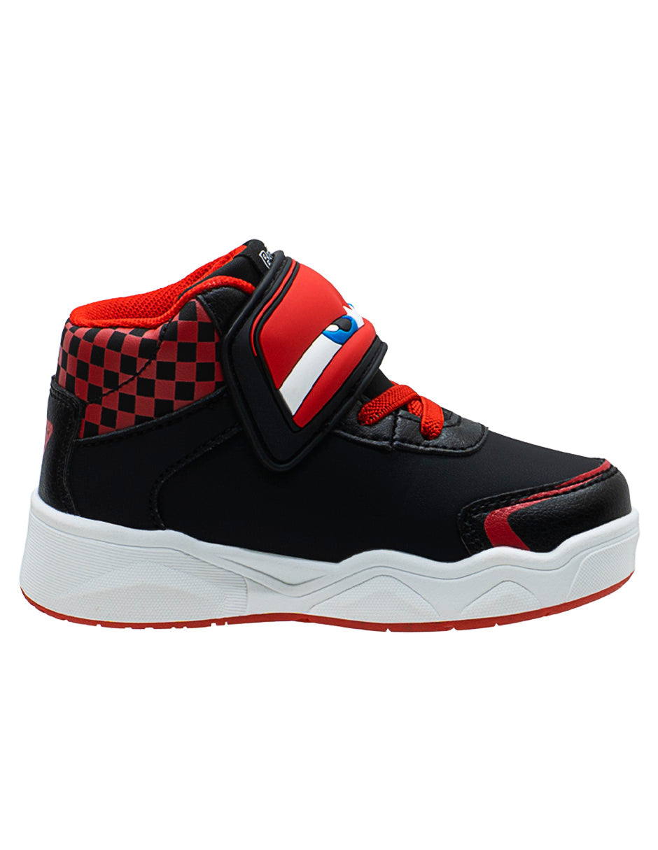 Tenis Bota Luces Para Niño Bubble Gummers Negro Rojo