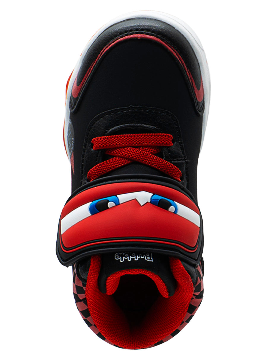 Tenis Bota Luces Para Niño Bubble Gummers Negro Rojo