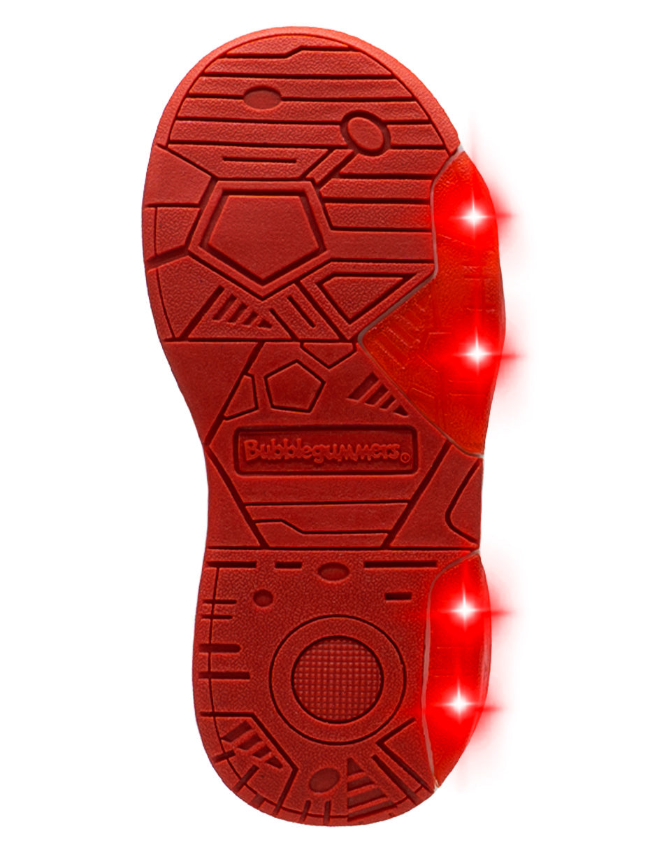 Tenis Bota Luces Para Niño Bubble Gummers Negro Rojo