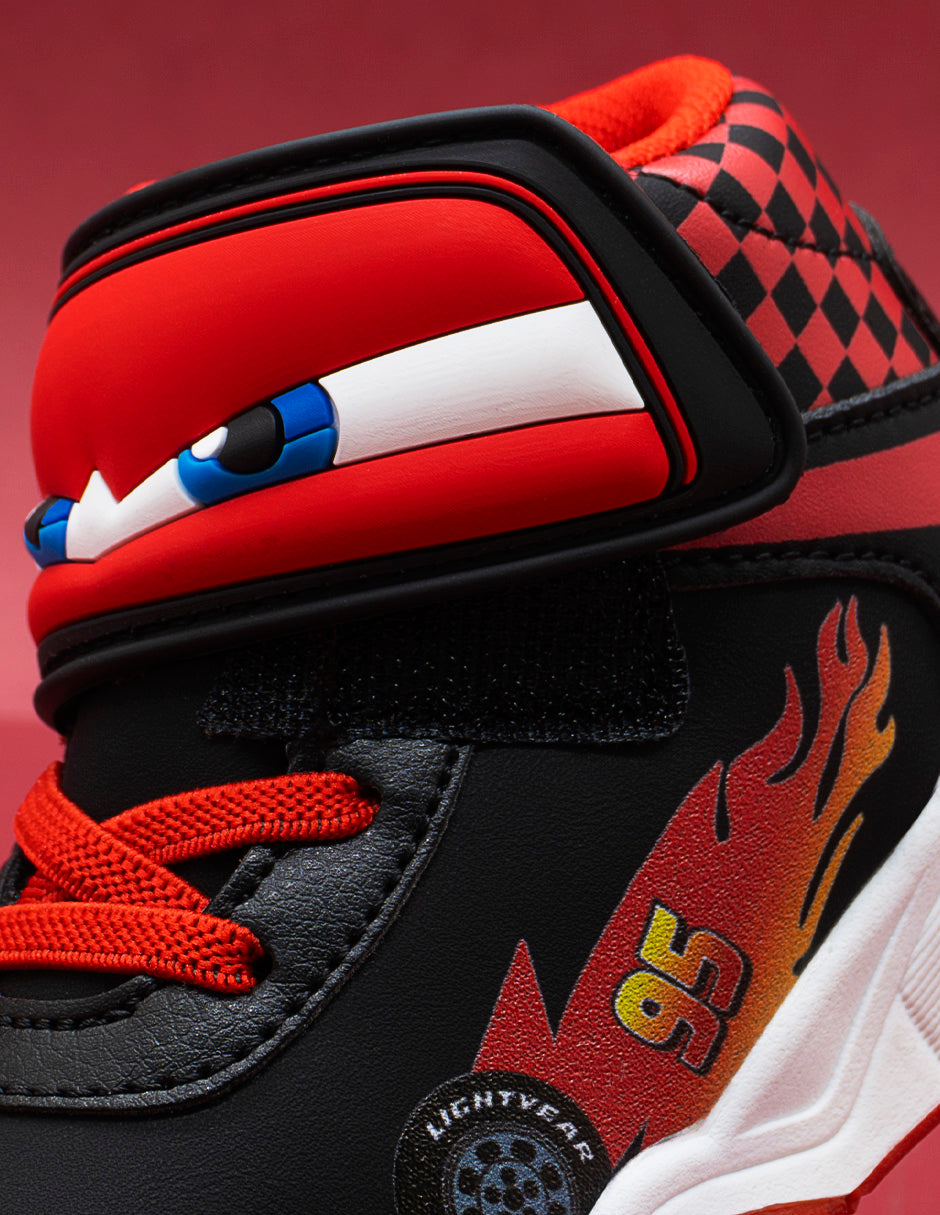 Tenis Bota Luces Para Niño Bubble Gummers Negro Rojo