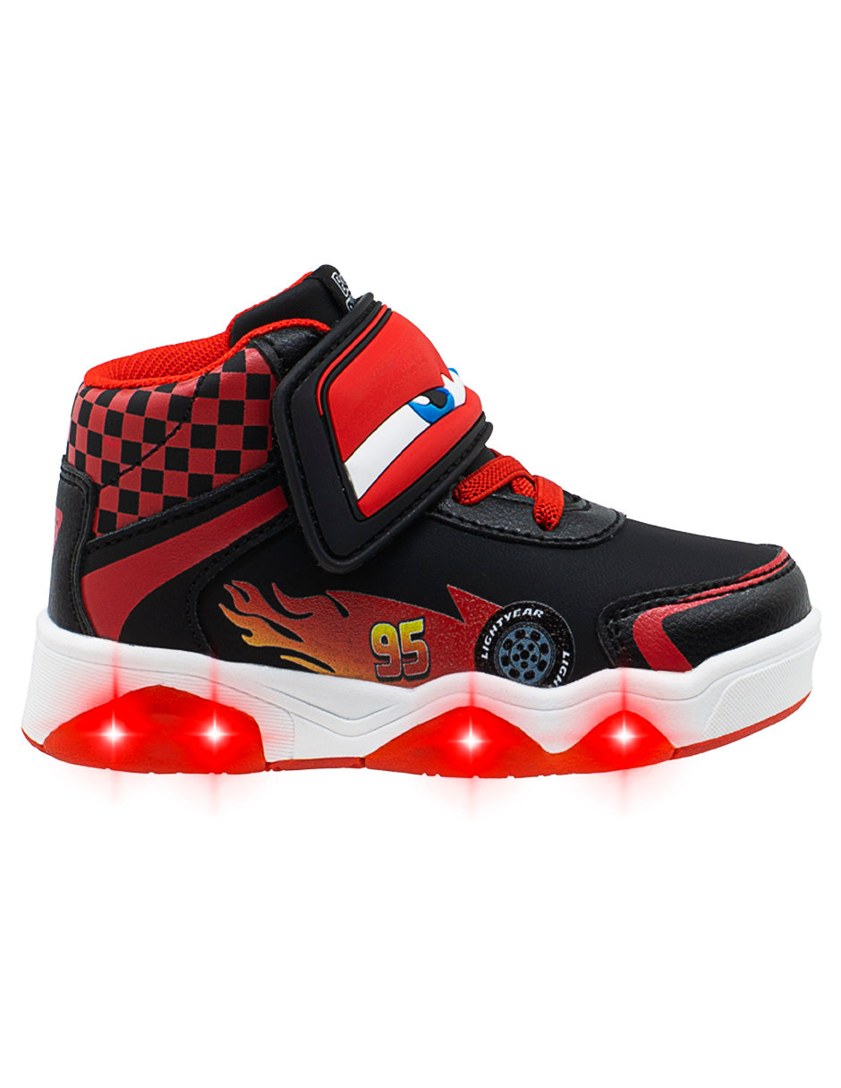 Tenis Bota Luces Para Niño Bubble Gummers Negro Rojo