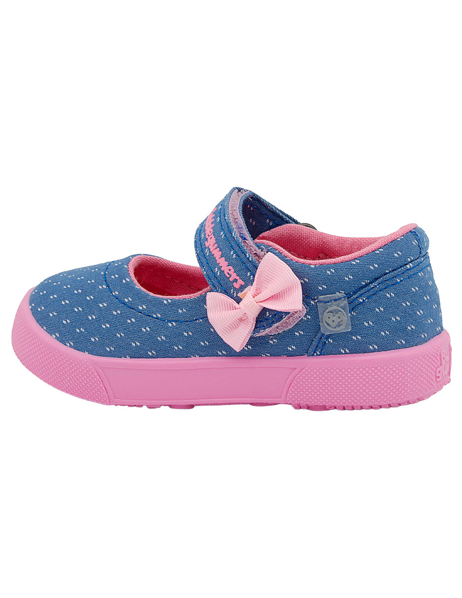 Zapato Tenis Mary Jane Hada Niña Mezclilla Rosa Bubble Gummers