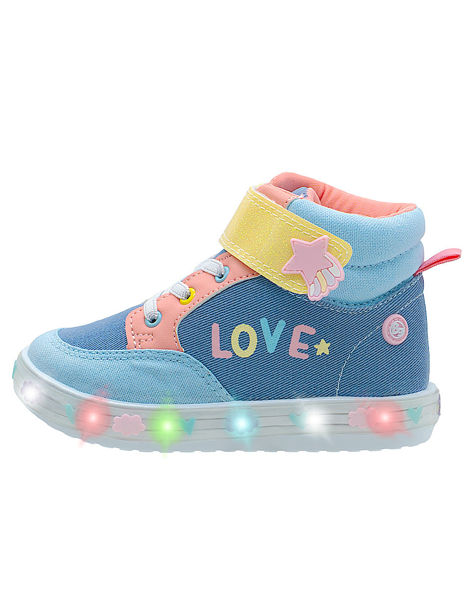Tenis Tipo Bota Azul LED Niña Bubble Gummers®