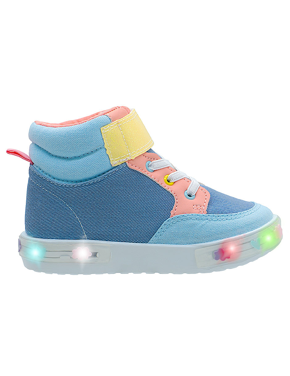 Tenis Tipo Bota Azul LED Niña Bubble Gummers®