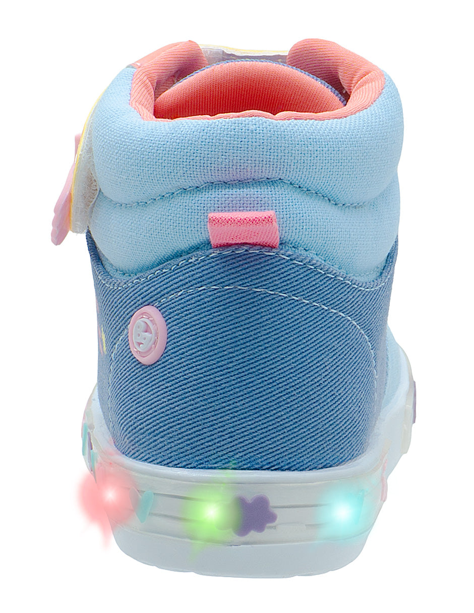 Tenis Tipo Bota Azul LED Niña Bubble Gummers®