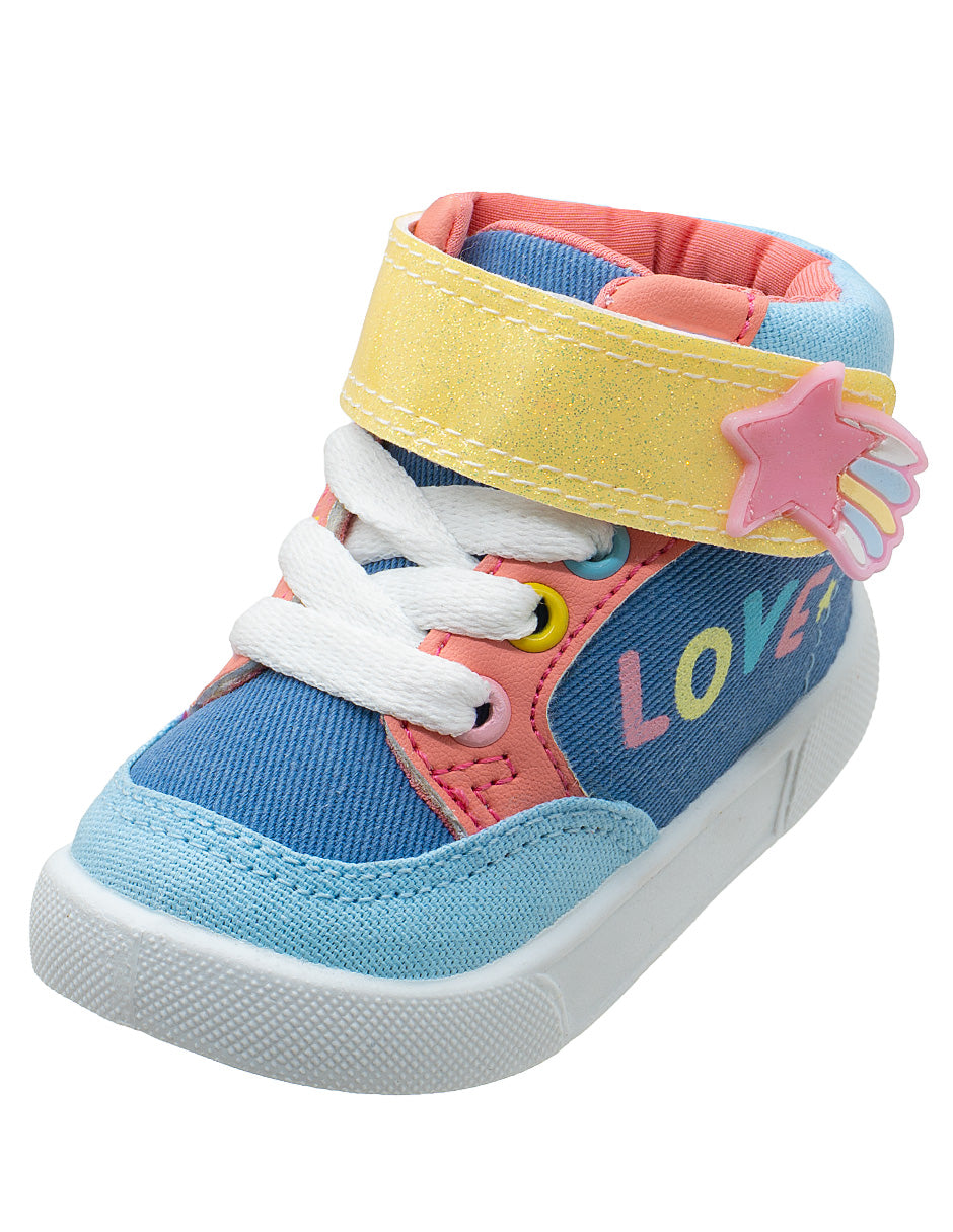 Tenis Botita Mezclilla Rapunzel Estrella Azul Niña Bubble Gummers®