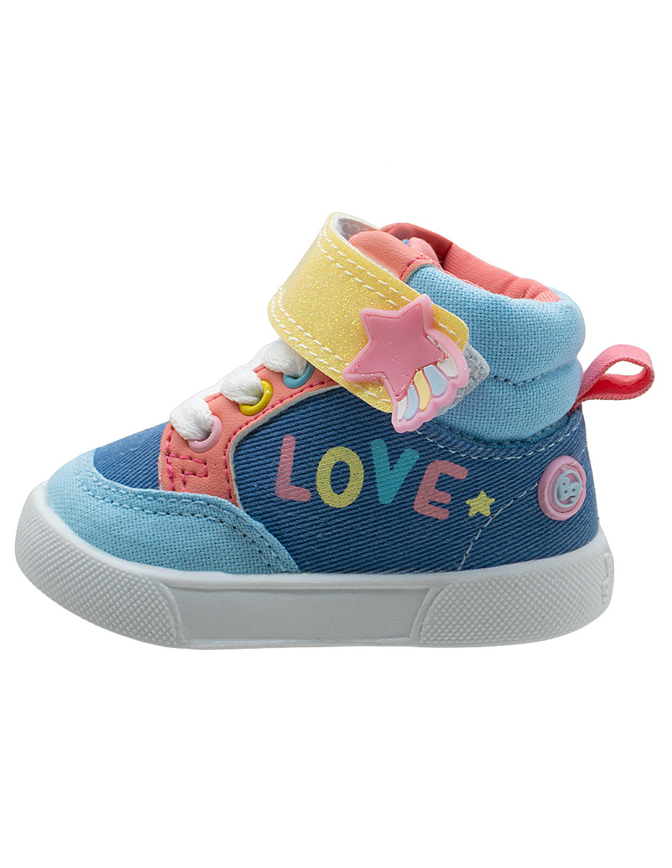Tenis Botita Mezclilla Rapunzel Estrella Azul Niña Bubble Gummers®