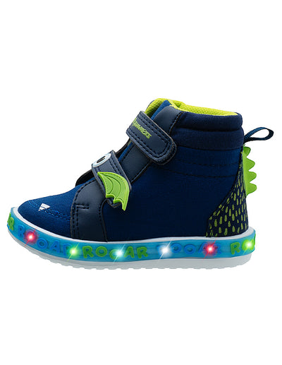 Tenis Tipo Bota LED Dinosaurio Azul Niño Bubble Gummers®
