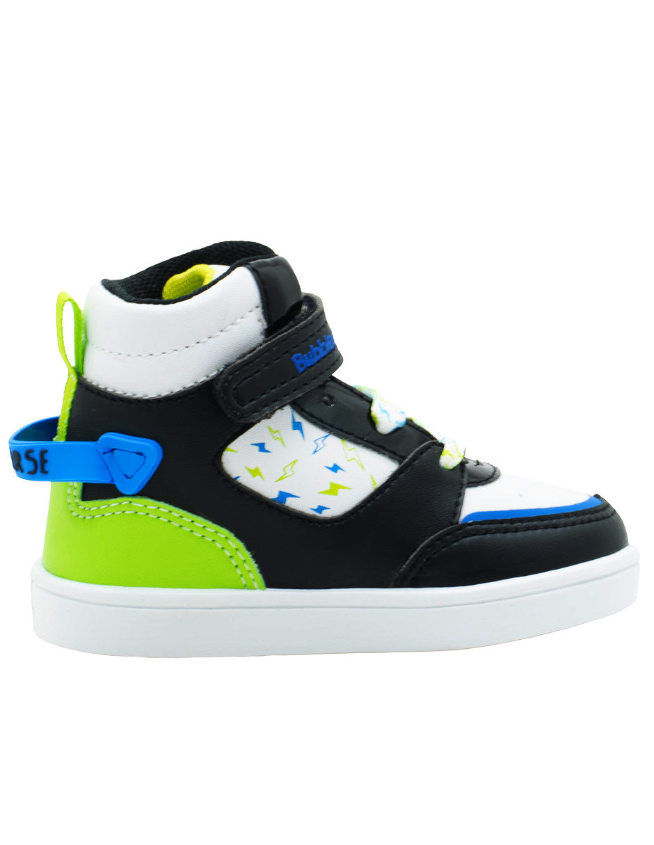 Tenis Bota Para Niño Bubble Gummers Negro Verde