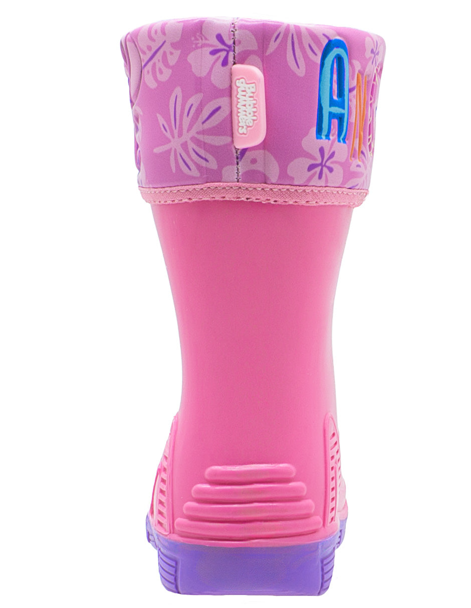 Bota Hule Para Niña Bubble Gummers Rosa Lila