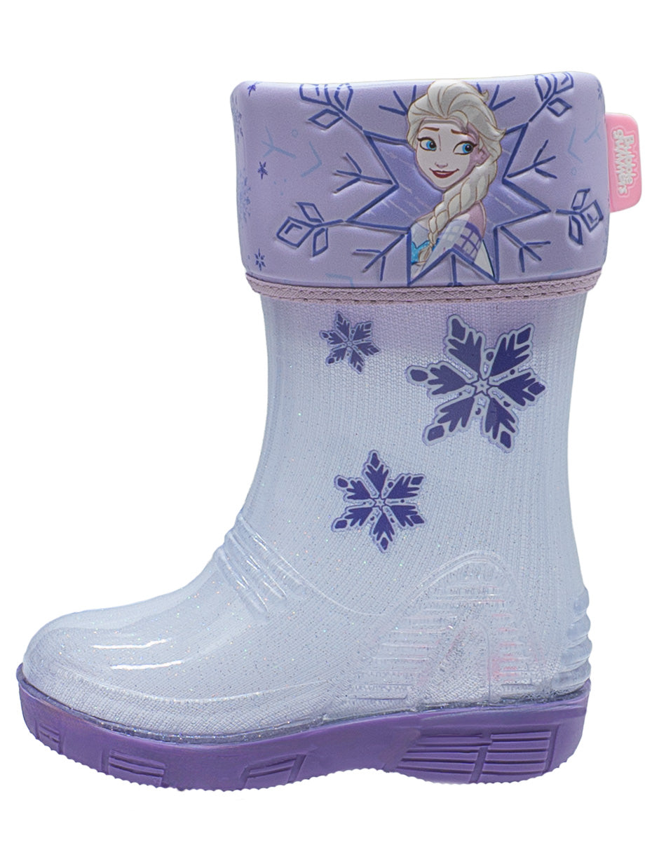 Bota Lluvia Niña Cristal Lila Bubble Gummers Frozen Elsa Diney