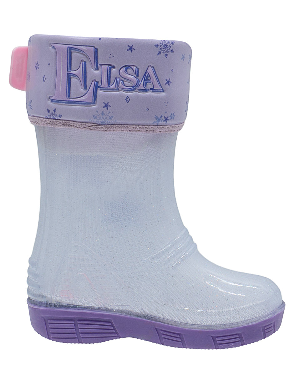 Bota Lluvia Niña Cristal Lila Bubble Gummers Frozen Elsa Diney
