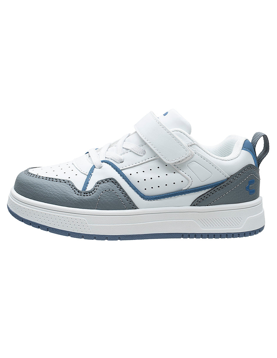 Tenis Choclo Blanco Gris Niño Charly