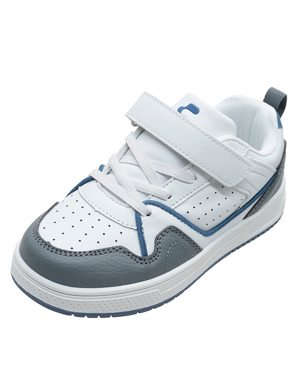 Tenis Choclo Blanco Gris Niño Charly