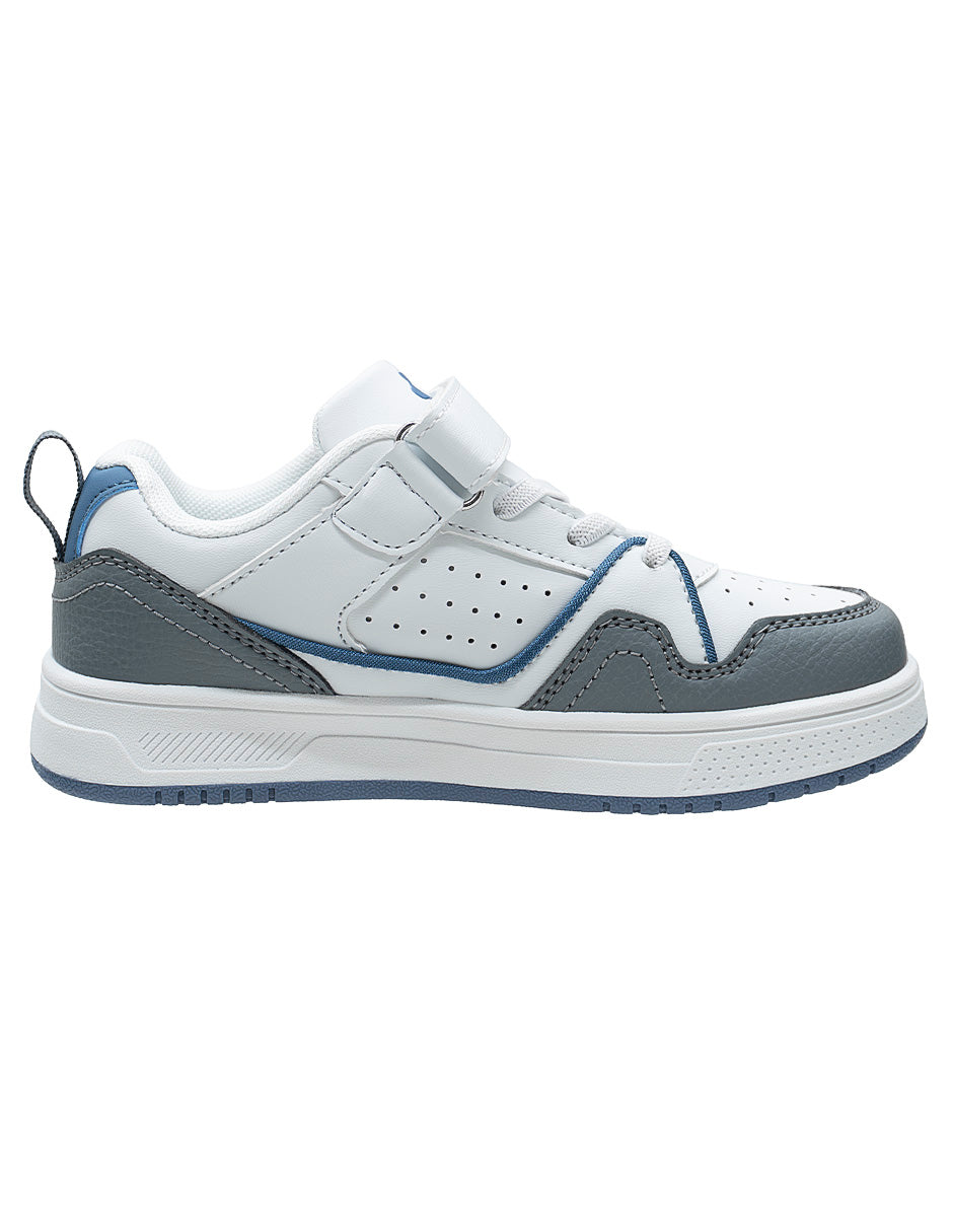 Tenis Choclo Blanco Gris Niño Charly