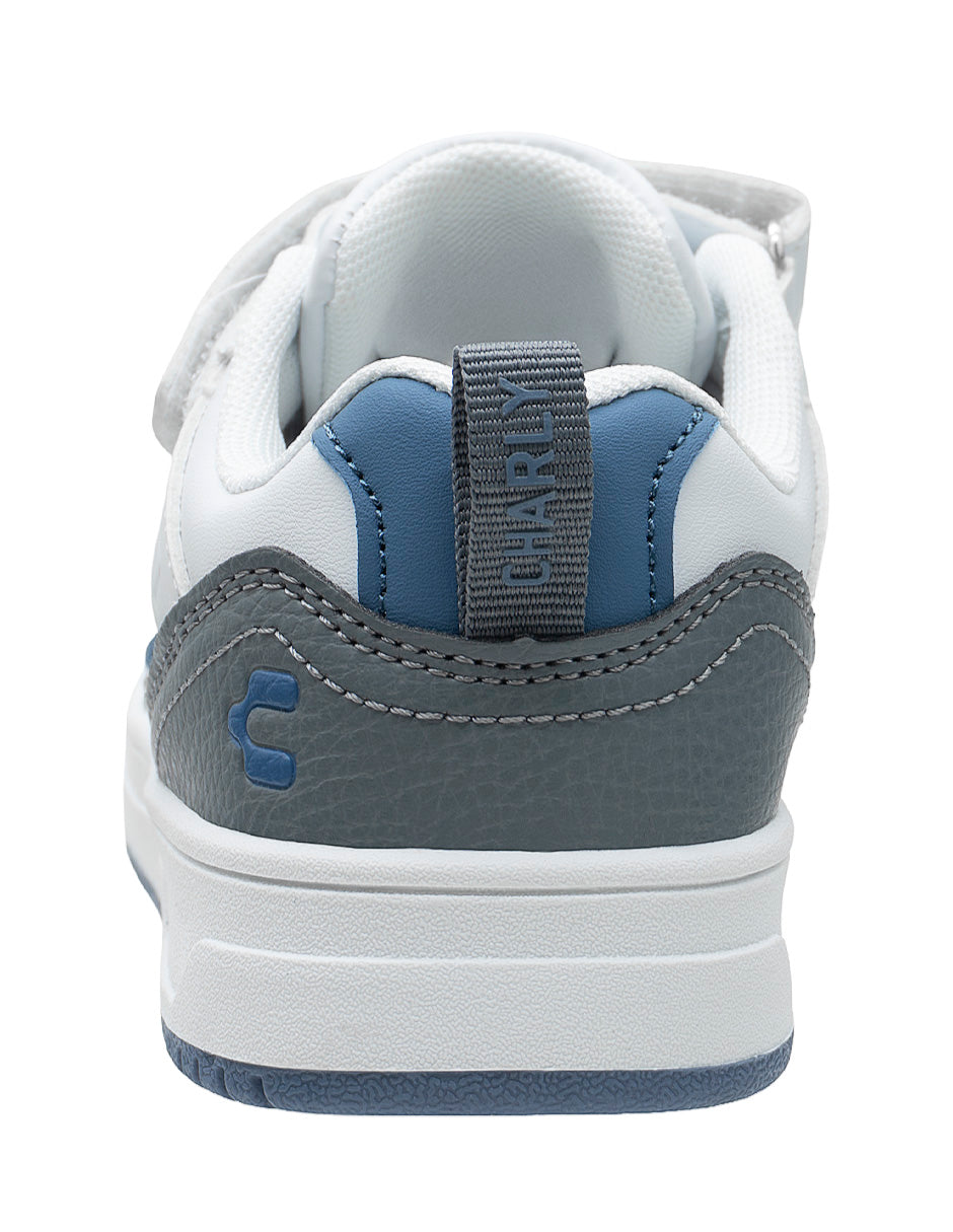 Tenis Choclo Blanco Gris Niño Charly
