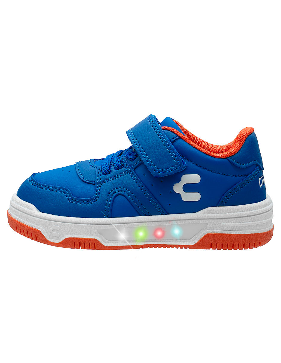 Tenis Azul Naraja LED Choclo Niño Charly