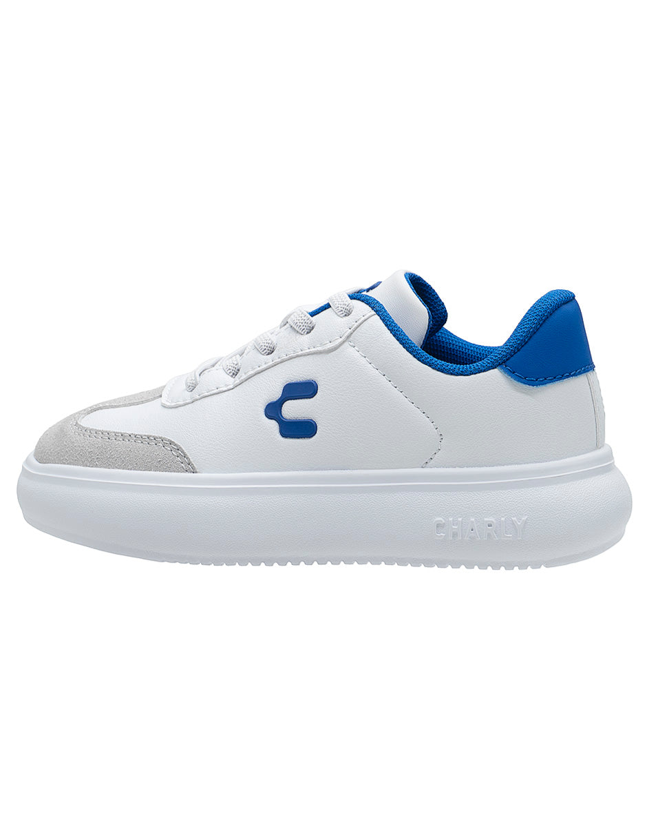 Tenis Blanco Azul Choclo Niño Charly.