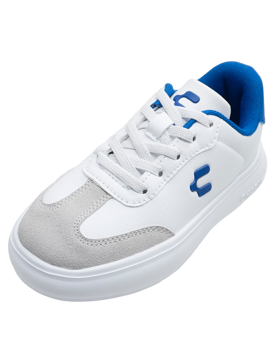 Tenis Blanco Azul Choclo Niño Charly.