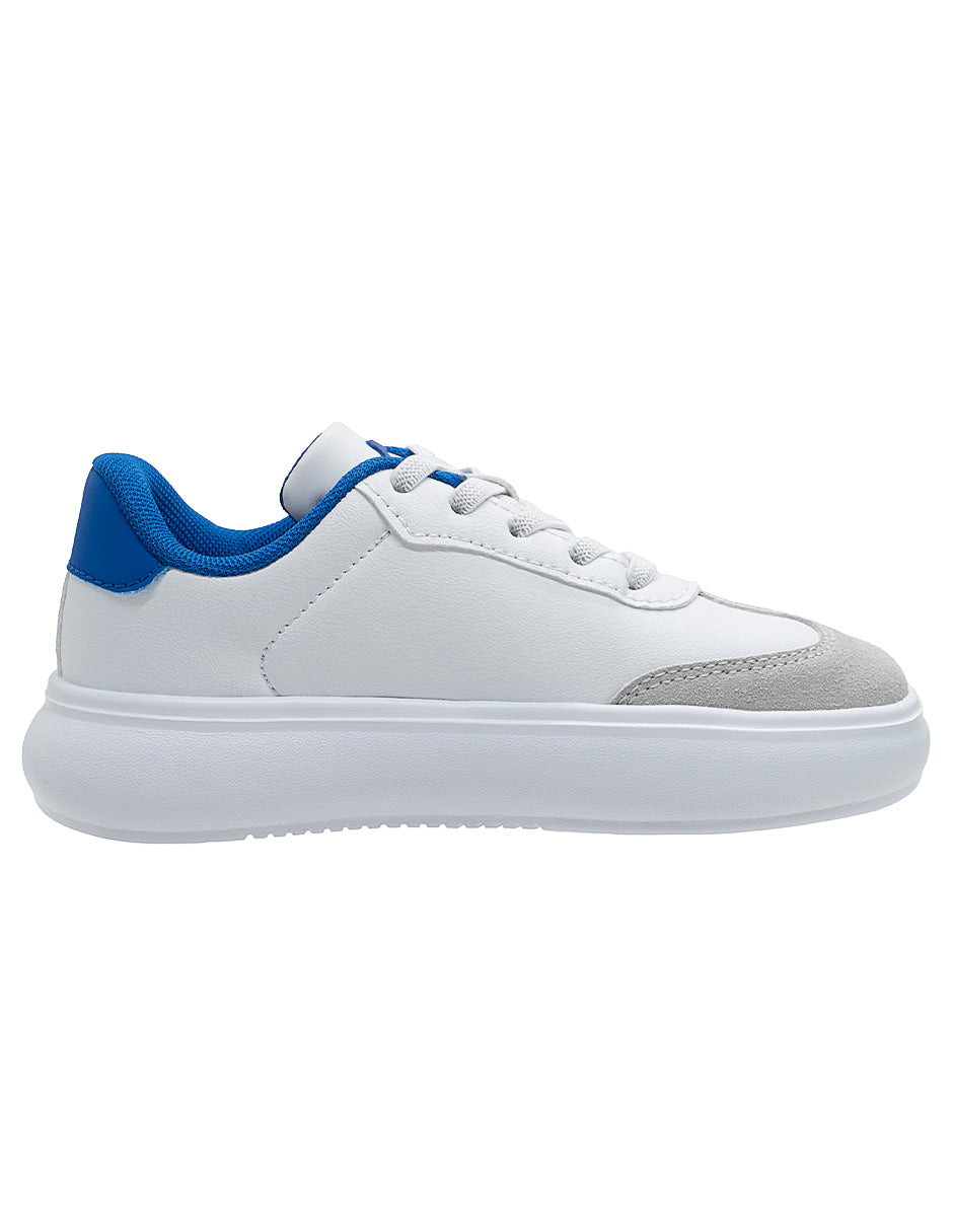 Tenis Blanco Azul Choclo Niño Charly.