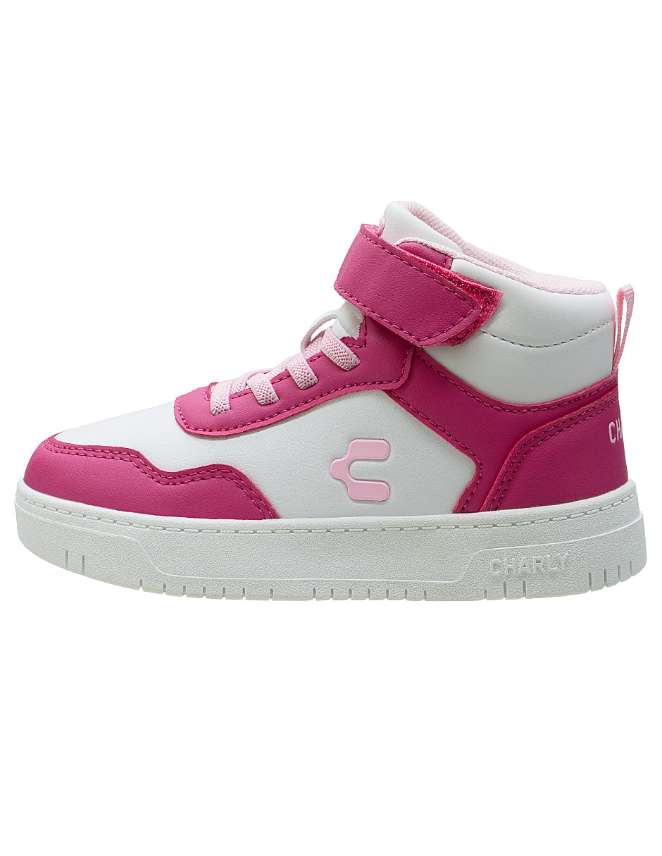 Tenis Charly Tipo Bota Rosa Para Niña