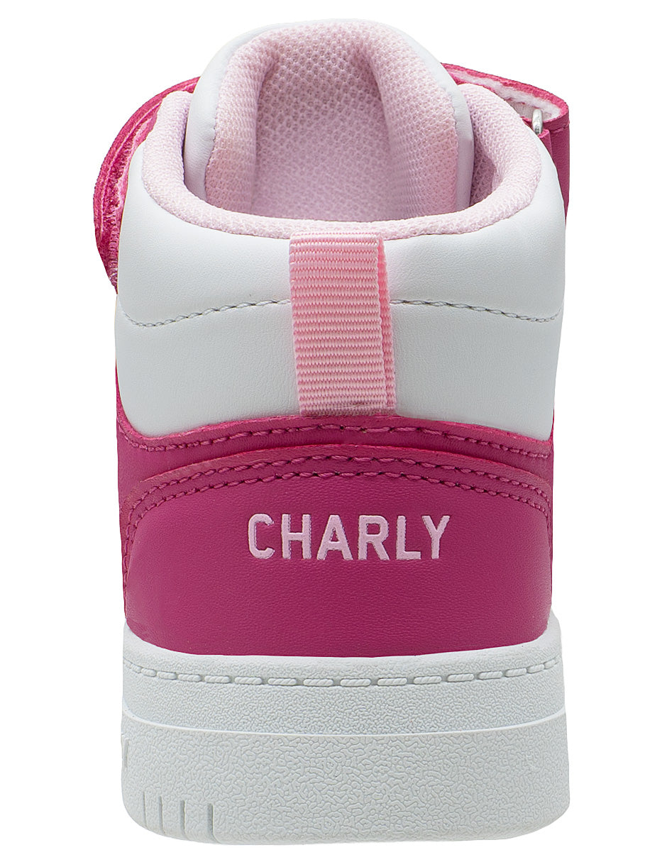 Tenis Charly Tipo Bota Rosa Para Niña