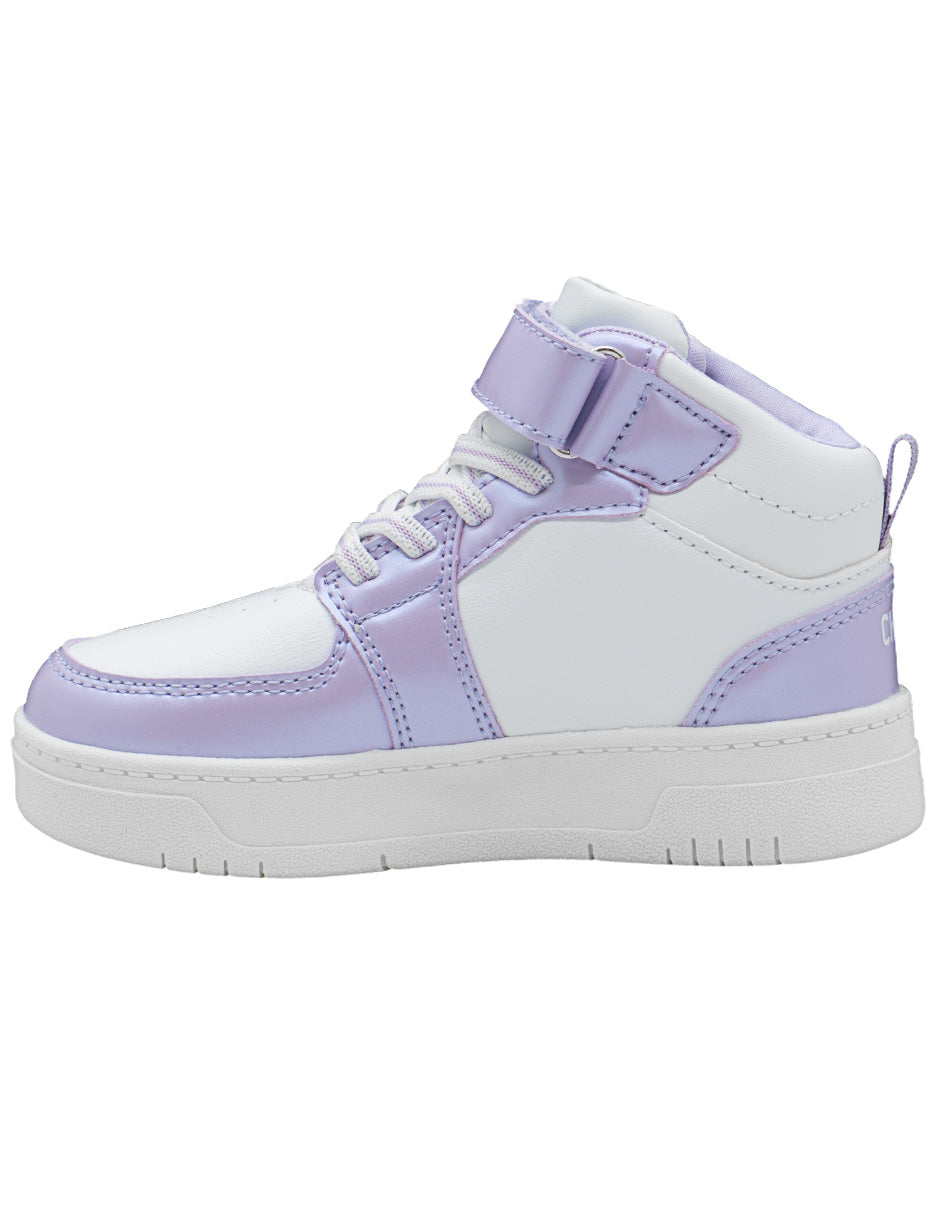 Tenis Tipo Bota Blanco Lila Niña Charly