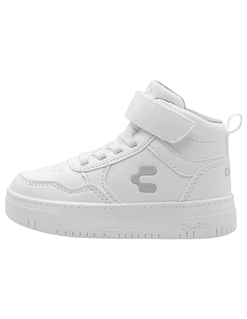 Tenis Escolar Bota Para Niño Charly Blanco