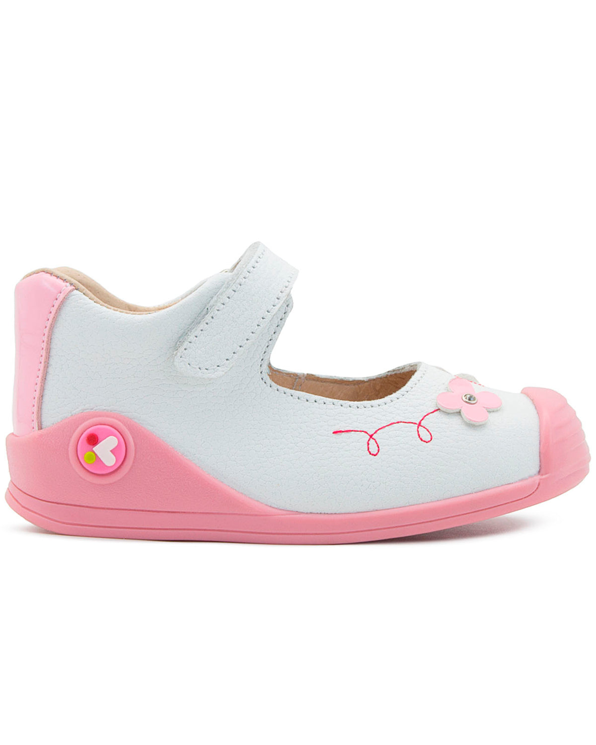 Zapato Primeros Pasos Mary Jane Blanco Rosa Niña Karsten