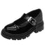 Zapato Escolar Tipo Mary Jane Charol Negro Niña Coqueta
